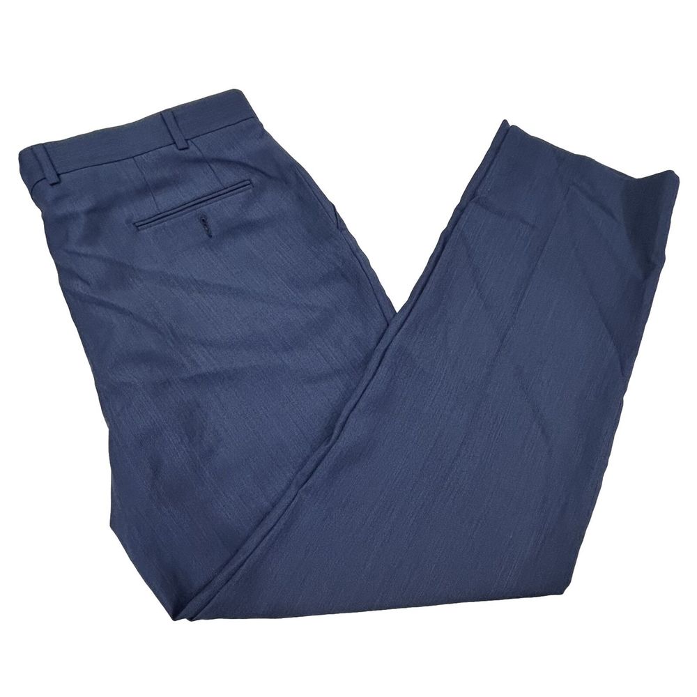 LAUREN Ralph Lauren Pants Mens 40x32 Navy Blue Wool Pockets Flat Front Straight